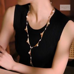 Dây chuyền ngọc trai trắng quấn sợi bạc MV2116