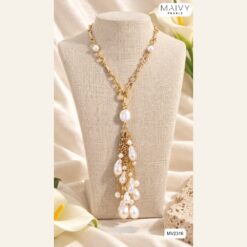 Dây chuyền bạc mạ vàng mặt chùm ngọc trai baroque tháo rời MV2316