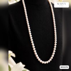 Dây chuyền ngọc trai Akoya trắng dài 90cm khoá kẹp thông minh đeo nhiều kiểu MV2276