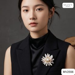 Cài áo ngọc trai baroque hạt dài mix trai tròn MV2556