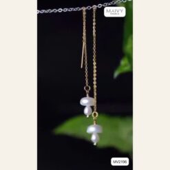 Bông tai ngọc trai trắng hình nấm dáng dài MV2096