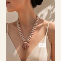 Dây chuyền ngọc trai Keshi cánh dài mặt vỏ sò MV2175