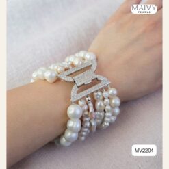 Alternative view of Lắc tay ngọc trai trắng nhiều sợi nhiều loại MV2204