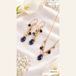 Bông tai ngọc trai trắng mix thạch anh tím dài 6cm MV2313