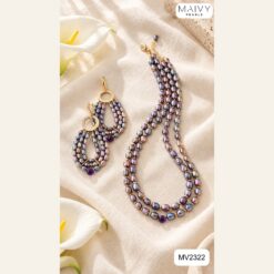 Set ngọc trai lông công dây chuyền đôi và bông tai MV2322