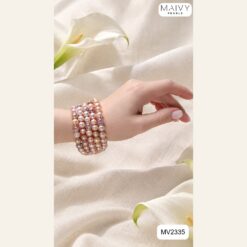 Set ngọc trai hồng ánh tím mix thạch anh tím 3 món MV2335