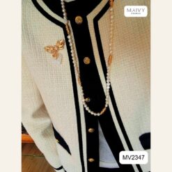 Alternative view of Dây chuyền ngọc trai trắng mix charm mạ vàng dài 80cm MV2347
