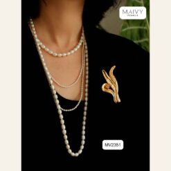 Set 2 dây chuyền ngọc trai gạo trắng 120cm size 4mm và 9mm MV2351