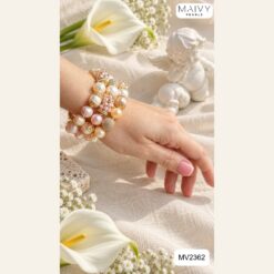 Alternative view of Set lắc tay 3 sợi và bông tai Pearl De Lune MV2362