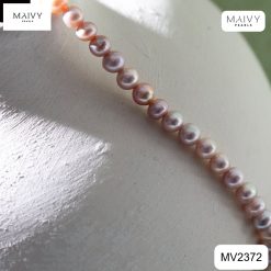 Alternative view of Set dây chuyền lắc tay bông tai ngọc trai gạo hồng ánh tím 4mm MV2372