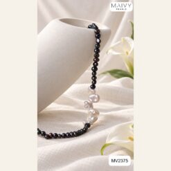 Dây chuyền ngọc trai Keshi lông công mix Keshi trắng MV2375