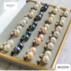 Bông tai ngọc trai nụ 2 đầu 10-13mm và 5-6mm MV2376