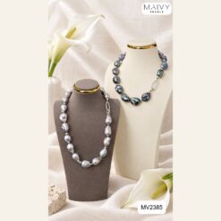 Set ngọc trai baroque lông công dây chuyền và bông tai MV2385