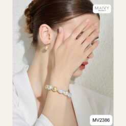 Alternative view of Lắc tay ngọc trai baroque mix màu tứ quý MV2386