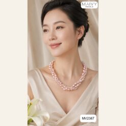 Alternative view of Dây chuyền 3 sợi đan xéo ngọc trai baroque mix ngọc bắp MV2387