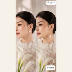 Bông tai ngọc trai baroque trắng dáng dài và dáng ngắn MV2394