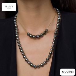 Set ngọc trai nửa vòng mix dây bạc mạ vàng 3 màu MV2399