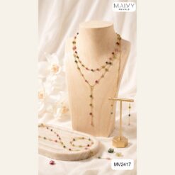 Set đá tự nhiên mix màu: dây chuyền, lắc tay, bông tai MV2417