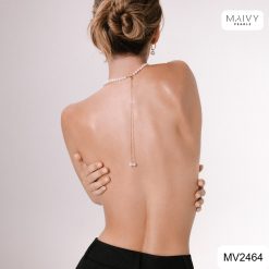 Dây chuyền chuỗi ngọc trai trắng khoá rút thả dài MV2464