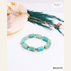 Alternative view of Set thạch anh xanh dương đốt khối mix charm mạ vàng MV2470