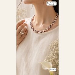 Alternative view of Dây chuyền ngọc trai trắng nhí mix đá nhiều màu dài 120cm quấn nhiều vòng MV2478
