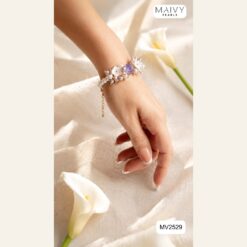 Alternative view of Set ngọc trai trắng mix thạch anh tím kết chùm MV2529