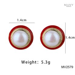 Bông tai ngọc trai trắng hình trứng đế bạc S925 mạ vàng MV2579
