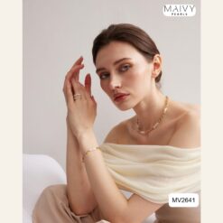 Set ngọc trai trắng charm mặt trời MV2641