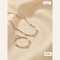 Alternative view of Set ngọc trai trắng charm mặt trời MV2641
