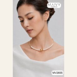 Kiềng cổ ngọc trai trắng tối giản MV2655