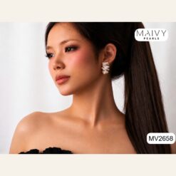 Hoa tai ngọc trai Keshi xếp tầng dáng dài MV2658