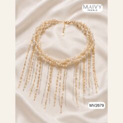 Dây chuyền ngọc trai phối xích thả cô dâu MV2679