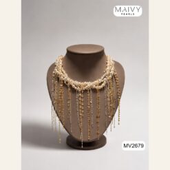 Alternative view of Dây chuyền ngọc trai phối xích thả cô dâu MV2679