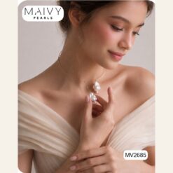 Dây chuyền kiềng vàng mảnh nhấn ngọc trai baroque MV2685