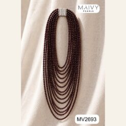 Dây chuyền đá thạch lựu 10 sợi đỏ rượu vang MV2693