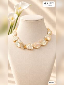 Alternative view of Dây chuyền ngọc trai Keshi choker hạt lớn 14-15 ly MV2763