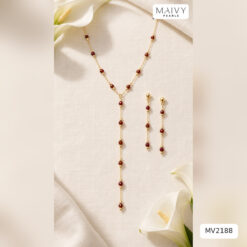 Set thạch lựu nhí cách điệu: dây, lắc, bông tai MV2188