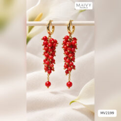 Hoa tai san hô tre biển màu đỏ nhí kết chùm nho MV2199