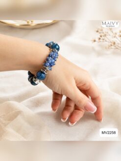 Alternative view of Dây chuyền và lắc tay thạch anh xanh biển mix chùm MV2258