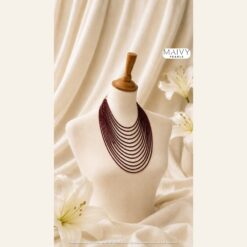 Vòng cổ hạt đỏ trầm đa tầng MV2587